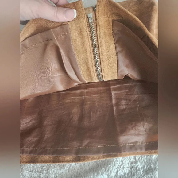 INC 100% Leather Floral Zip Skirt Sz 6 - Picture 4 of 6